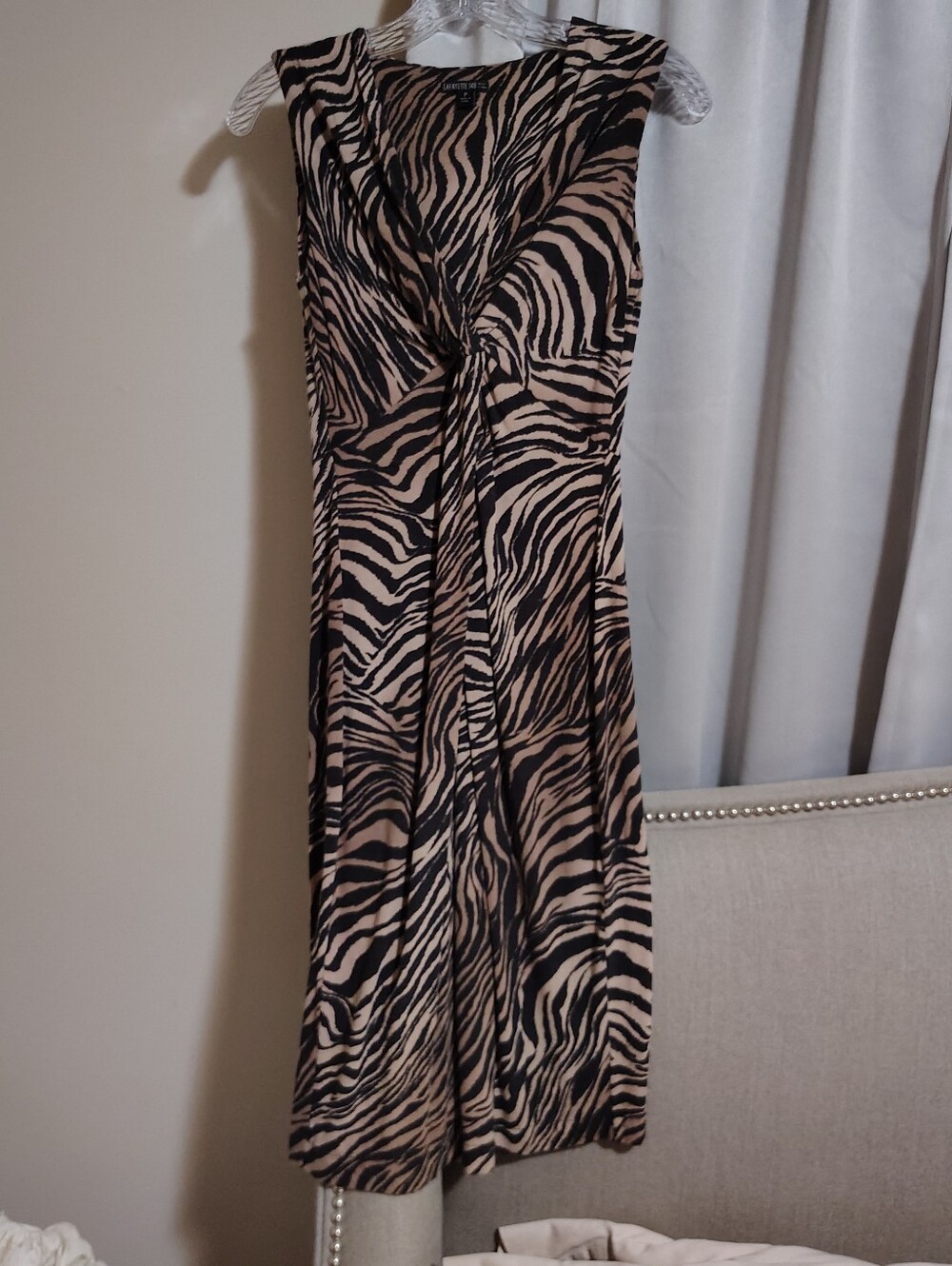 Lafayette 148 New York Black & Beige Zebra-Print Dress